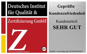 DIQZ Prüfzeichen für die Zertifizierung Geprüfte Kundenzufriedenheit, Siegel Service Tested